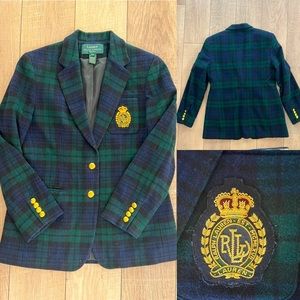 Vintage Ralph Lauren Tartan Blazer w Logo